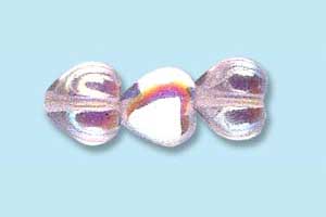 6mm Czech Pressed Glass Heart Beads-Alexandrite AB
