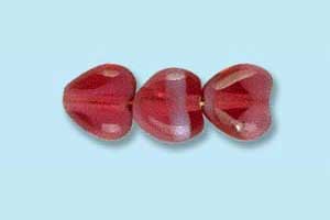 6mm Czech Pressed Hearts-Cranberry/White