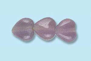 6mm Czech Pressed Glass Heart Beads-Purple Opal