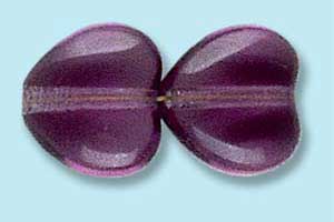 8mm Czech Pressed Glass Heart Beads-Amethyst Purple