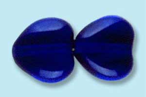 8mm Czech Pressed Glass Heart Beads-Cobalt Blue