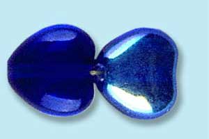 8mm Czech Pressed Glass Heart Beads-Cobalt Blue AB
