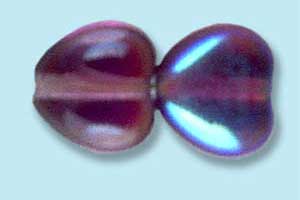 8mm Czech Pressed Glass Heart Beads-Amethyst Purple AB