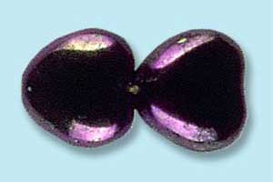 8mm Czech Pressed Glass Heart Beads-Purple Iris