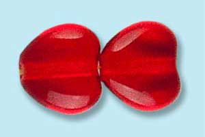 8mm Czech Pressed Glass Heart Beads-Ruby Red