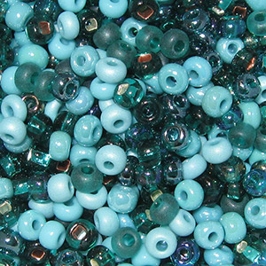 6/0 Czech Seed Bead, Turquoise Fetish Mix