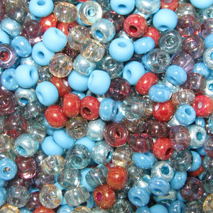 6/0 Czech Seed Bead, Blue Turquoise Grotto Mix