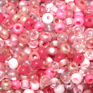 6/0 Czech Seed Bead, Pretty Princess Pink Tint Mix
