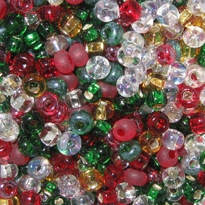 6/0 Czech Seed Bead, Deck the Halls Christmas Mix