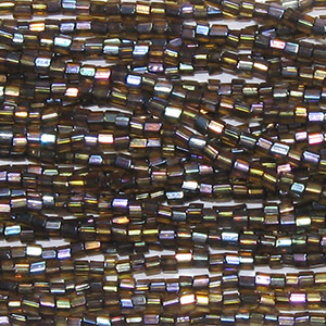 11/0 Czech Two Cut Seed Bead Black Lined Topaz AB