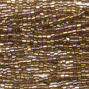 11/0 Czech Two Cut Seed Bead Brown Lined Topaz AB