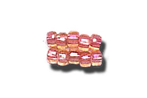 11-0 Two Tone Lined Iridescent Light Topaz Brown-Light Pink Japanese Seed Bead