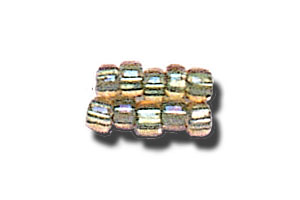 11-0 Two Tone Lined Iridescent Light Topaz Brown-Green Japanese Seed Bead