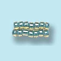 14-0 Two Tone Lined Light Topaz Brown-Sea Foam Green Japanese Seed Bead