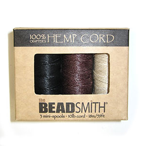 10lb Hemp Twine, 3-59ft Mini Spools, Natural Shades