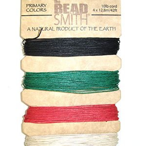 10lb Hemp Twine, 4-42ft Coils,Primary Colors/ Reggae Colors
