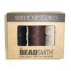 20lb Hemp Twine, 3-29.5ft Mini Spools, Natural Shades