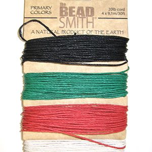 20lb Hemp Twine, 4-30ft Coils, Primary Colors/ Reggae Colors