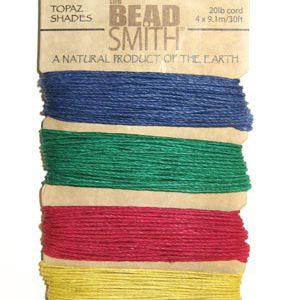 20lb Hemp Twine, 4-30ft Coils, Topaz/Primary Colors