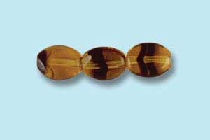 6x8mm Czech Pressed Glass Flat Oval Tortoise Beads