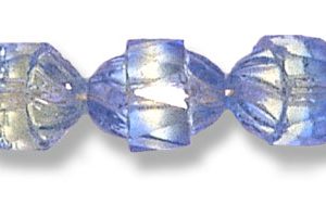 10x8mm Czech Faceted Fire Polish Cathedral Bead-Sapphire & Jonquil Swirl