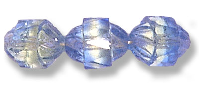 10x8mm Czech Faceted Fire Polish Cathedral Bead-Sapphire & Jonquil Swirl