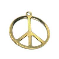 28mm Gold Non-Precious Peace Sign Metal Charms