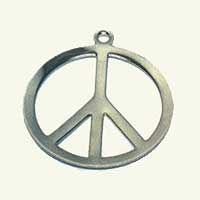 28mm Silver Non-Precious Peace Sign Metal Charms