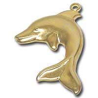 21X14mm Gold Non-Precious Dolphin Metal Charms