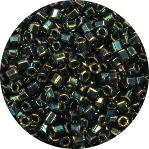 8/0 Japanese Hex Cut Seed Bead, Green Iris