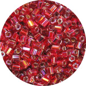 8/0 Japanese Hex Cut Seed Bead, Silver Lined Ruby AB