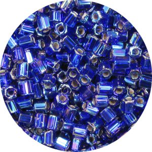 8/0 Japanese Hex Cut Seed Bead, Silver Lined Cobalt Blue AB