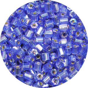 8/0 Japanese Hex Cut Seed Bead, Silver Lined Sapphire Blue AB