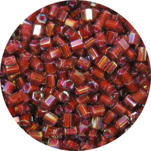 8/0 Japanese Hex Cut Seed Bead, Red Lined Dark Topaz AB