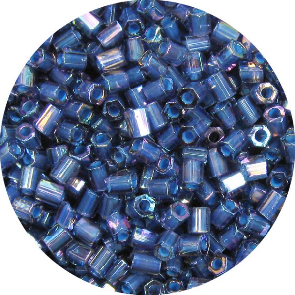 8/0 Japanese Hex Cut Seed Bead, Denim Blue Lined Amethyst AB