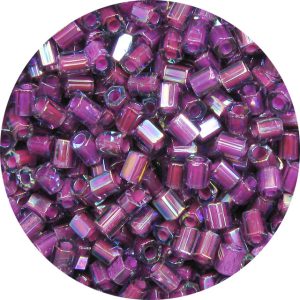 8/0 Japanese Hex Cut Seed Bead, Rose Lined Amethyst AB