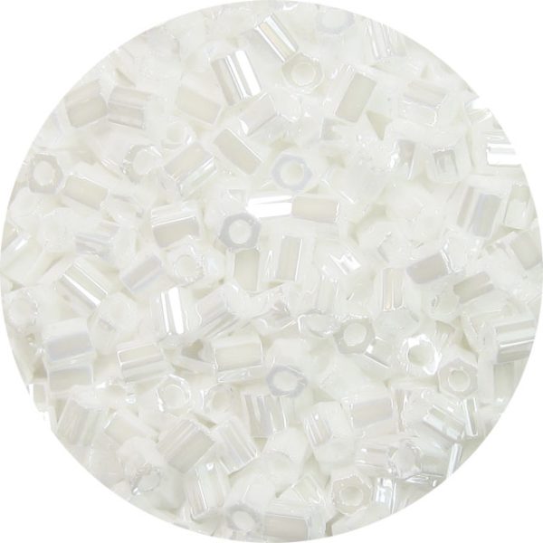 8/0 Japanese Hex Cut Seed Bead, Opaque White Luster