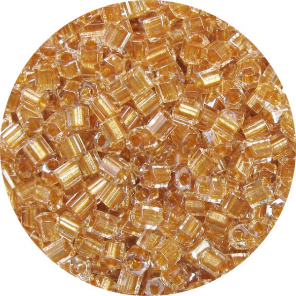 8/0 Japanese Hex Cut Seed Bead, Shimmer Lined Tan