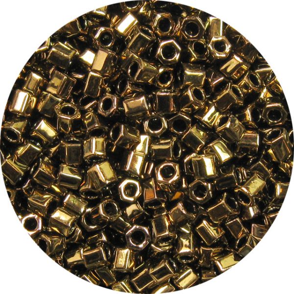 8/0 Japanese Hex Cut Seed Bead, Metallic Bronze