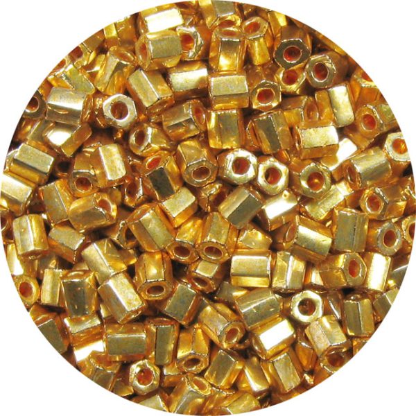 8/0 Japanese Hex Cut Seed Bead, Galvanized Metallic Gold*