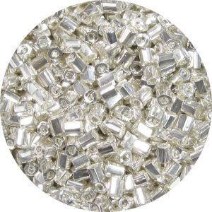 8/0 Japanese Hex Cut Seed Bead, Galvanized Metallic Silver*