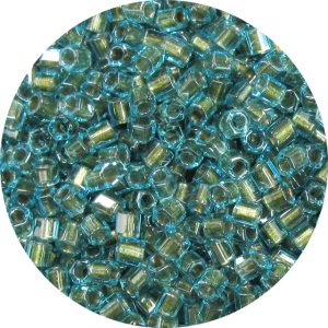 8/0 Japanese Hex Cut Seed Bead, Bronze Lined Aqua Blue