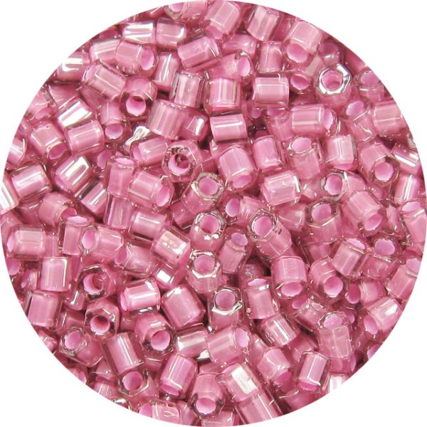 8/0 Japanese Hex Cut Seed Bead, Rose Lined Amethyst