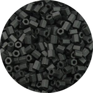 8/0 Japanese Hex Cut Seed Bead, Frosted Opaque Black