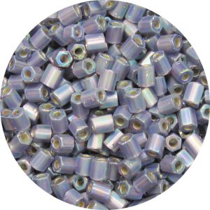 8/0 Japanese Hex Cut Seed Bead, Frosted Silver Lined Amethyst AB