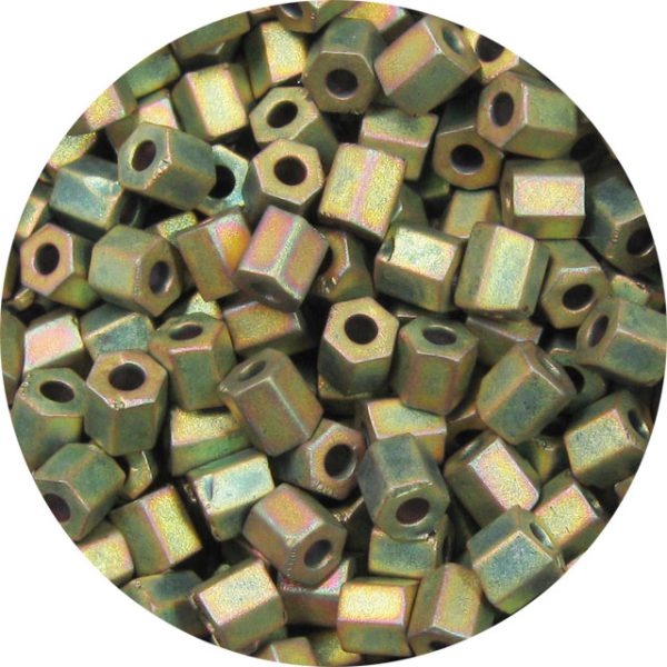 8/0 Japanese Hex Cut Seed Bead, Frosted Metallic Rosy Olive AB