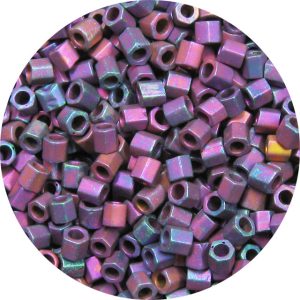 8/0 Japanese Hex Cut Seed Bead, Frosted Metallic Fuchsia AB