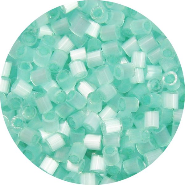 8/0 Japanese Cut Off Cylinder Seed Bead, Aqua Green Satin