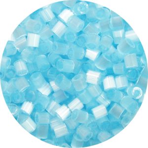 8/0 Japanese Cut Off Cylinder Seed Bead, Aqua Blue Satin