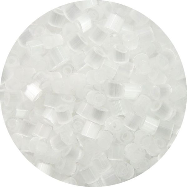 8/0 Japanese Cut Off Cylinder Seed Bead, White Satin